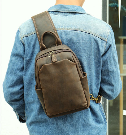 Brown Sling Backpack - Woosir