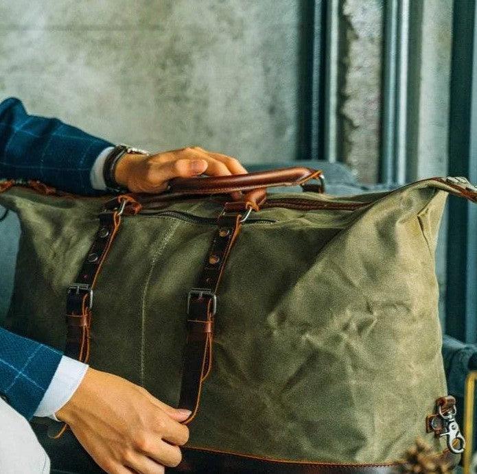 Weekender Duffle Bag for Men: Folding Waxed Canvas Duffle Bag, Personalized  Gift for Him, Father's Day Gift, Anniversary Gift, Made in USA 