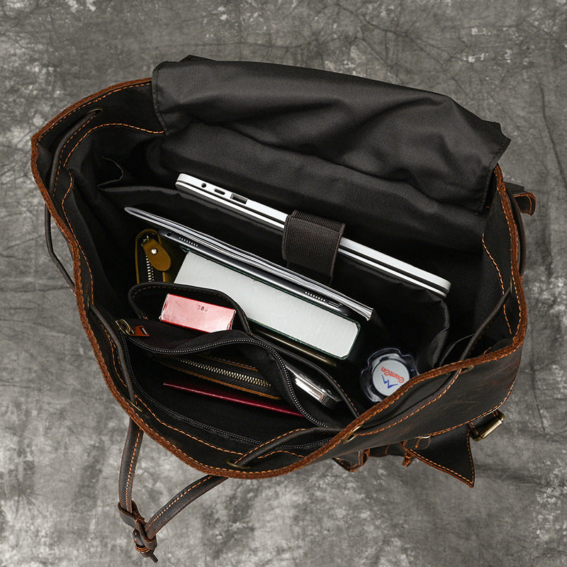 leather backpacks laptop compartment - woosir