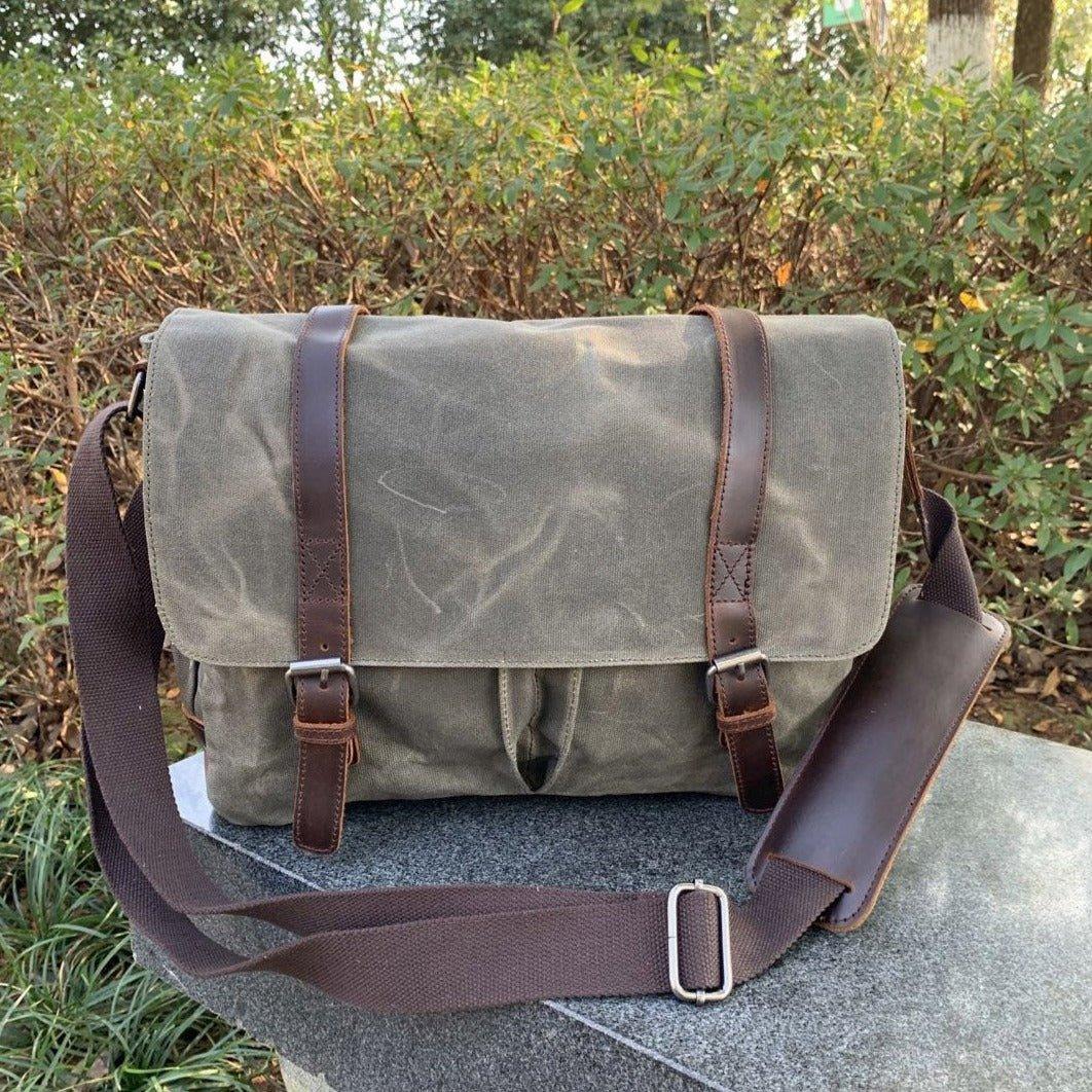 Waxed Canvas Messenger Bag Woosir