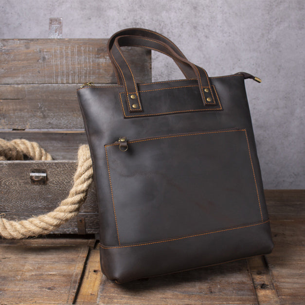 Simple & Versatile Large Capacity Tote Bag, Vintage Men's Handbag