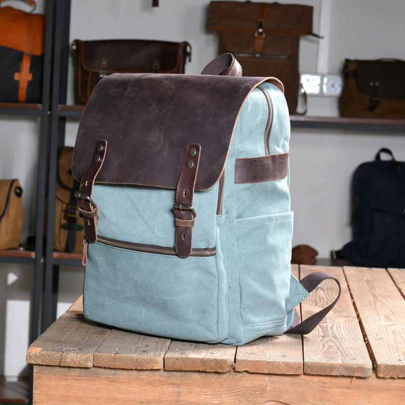 Canvas and Crazy Horse Leather Backpack Adventure for Man