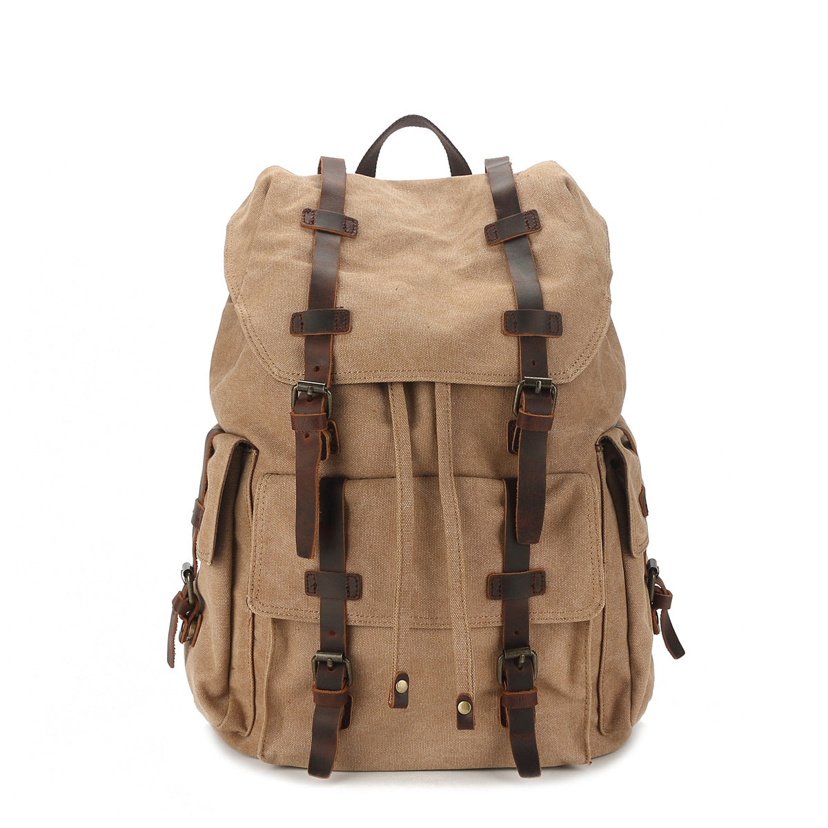 canvas backpacks no leather Cotton Canvas Backpack for Outdoor, Khaki