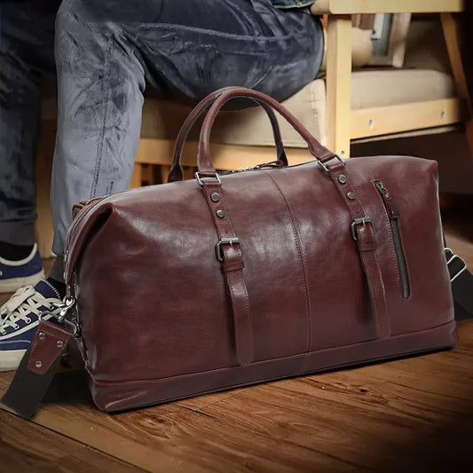 Sac de voyage en cuir noir pour hommes grand
