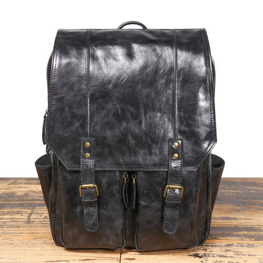 Sac à dos en cuir vintage pour ordinateur portable 16 pouces