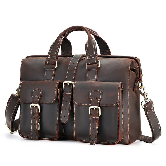 Woosir Porte-documents en cuir pour ordinateur portable pour homme pour le travail 15,6 pouces
