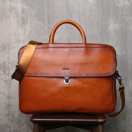 Vintage Vegetable Tanned Leather Briefcase