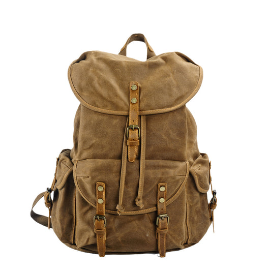 Vintage Waxed Canvas Backpack for School Outdoor - Woosir