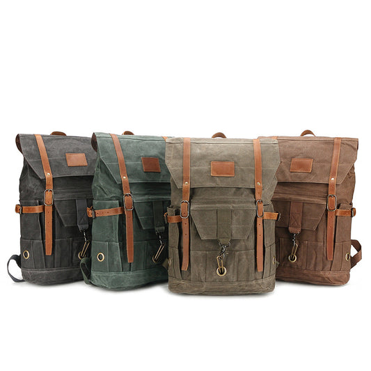 Waterproof Waxed Canvas Backpack for Travel - Woosir