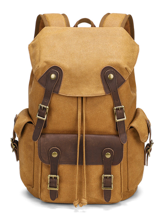 Waxed Canvas Backpack Vintage Outdoor Travel for Men - Woosir