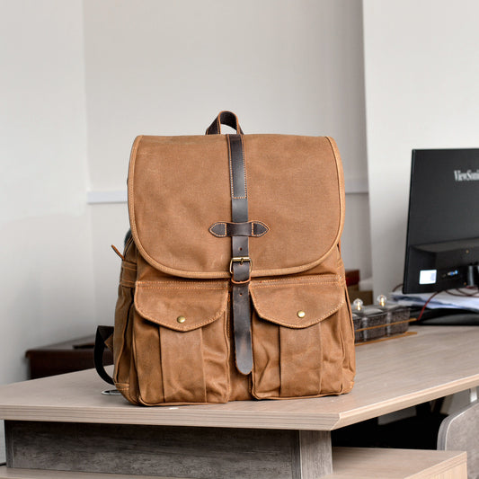 Waxed Canvas Backpack for 16 inch Laptop - Woosir
