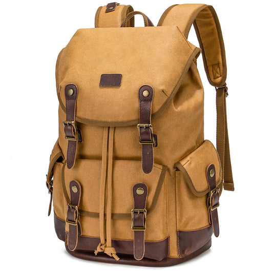 Waxed Canvas Backpack for Travel Outdoor - Woosir