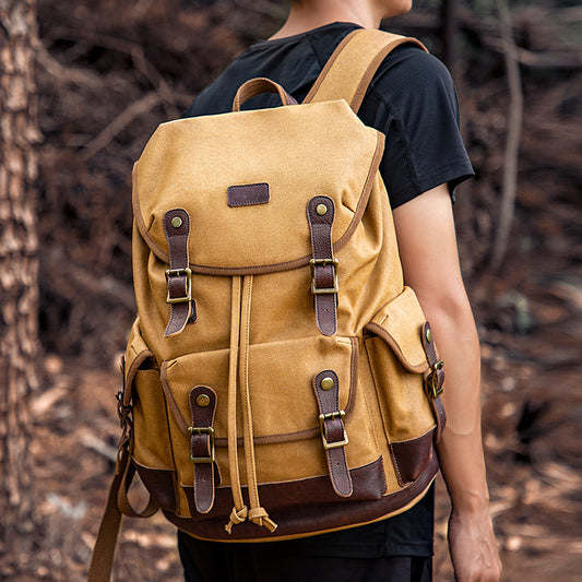 Waxed Canvas Backpack for Travel Outdoor - Woosir