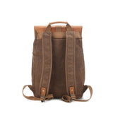 Waxed Canvas Backpack with Top-grain Leather - Woosir