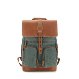 Waxed Canvas Backpack with Top-grain Leather - Woosir