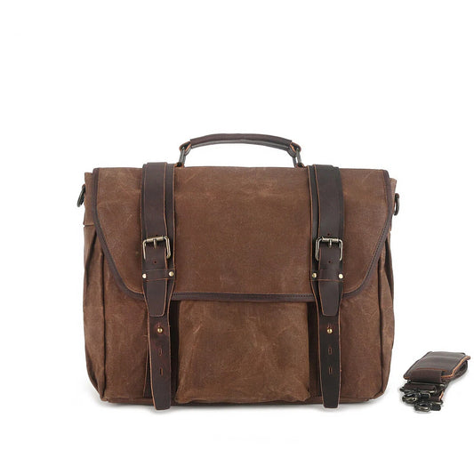 Aktentasche aus gewachstem Canvas für 15,6-Zoll-Laptops