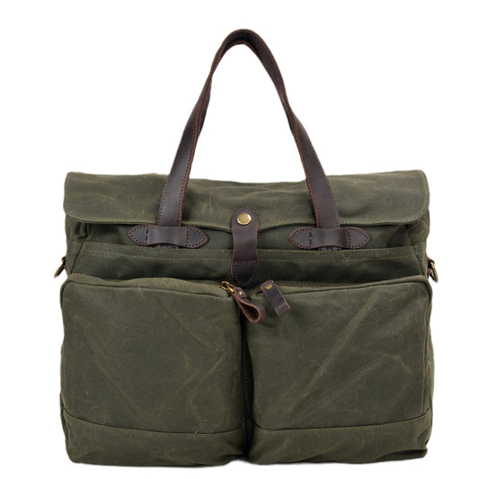 Waxed Canvas Briefcase for 15.6 inch Laptop - Woosir