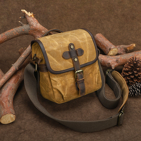 Waxed Canvas Messenger Bag for Photographer - Woosir