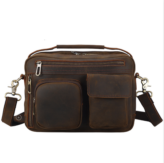Genuine Leather Messenger Bag for 9.7 Inch iPad - Woosir