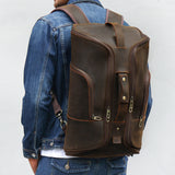 Leather Convertible Backpack Duffle Bag For Travel - Woosir