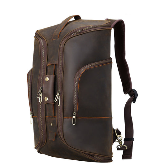 Leather Convertible Backpack Duffle Bag For Travel - Woosir