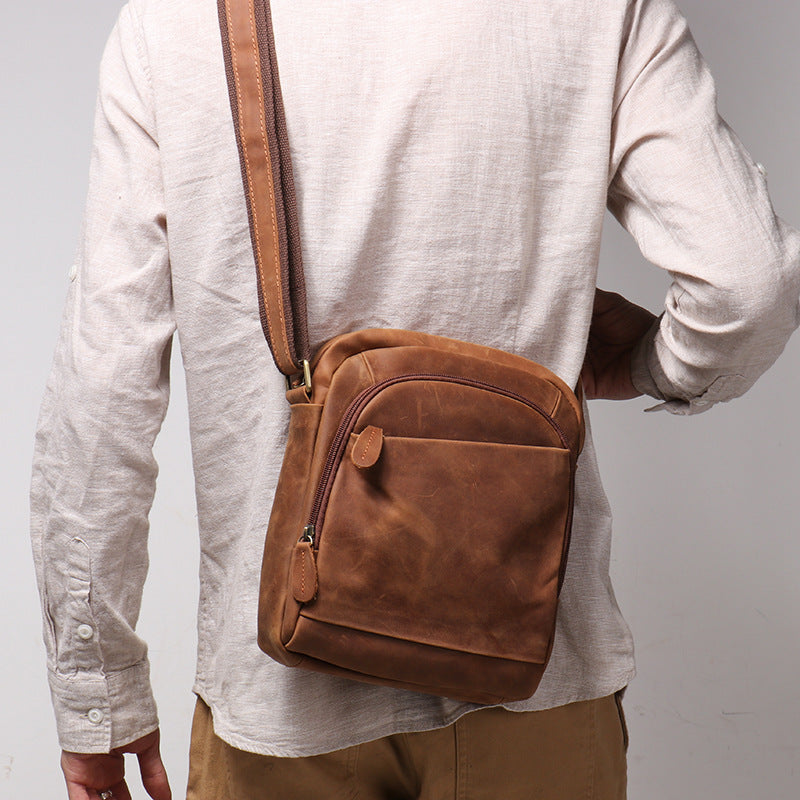 Men's Leather Messenger Bag For Large Ipad - Woosir