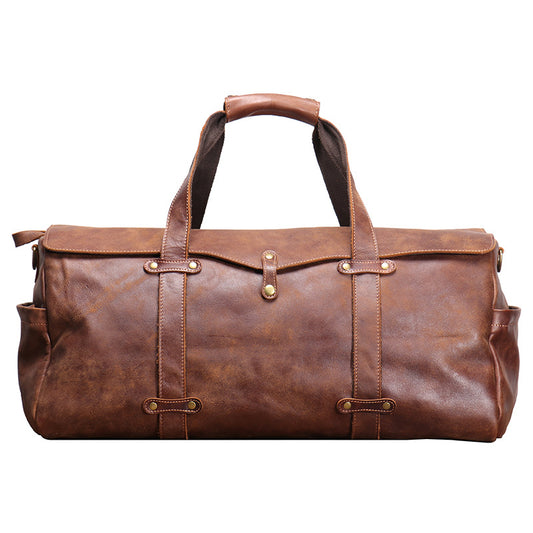 Vintage Leather Duffle Bag Mens Leather Weekender - Woosir