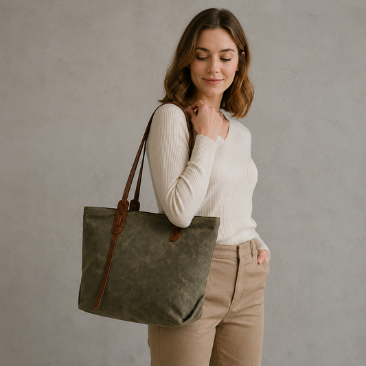 Woosir Women's Tote Handbags with Adjustable Top Handle exact product model front lifestyle
