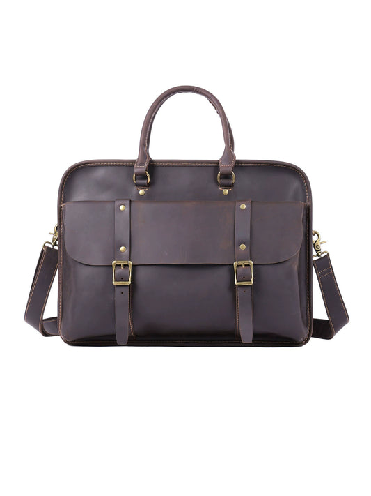 Vintage Genuine Leather Laptop Briefcase live 1688 clean front