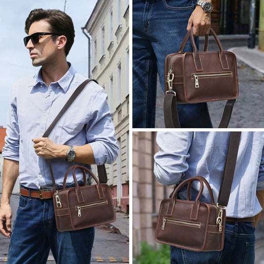 Vintage leather crossbody handbag lifestyle view