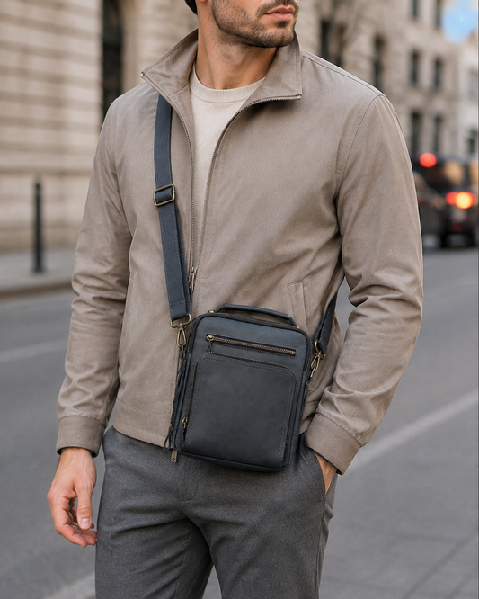 Woosir generated model 1 | genuine-leather-multi-pocket-crossbody-bag