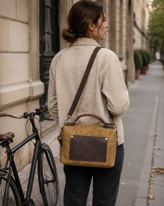 Woosir generated model 2 | retro-waxed-canvas-messenger-bag-waterproof-leather