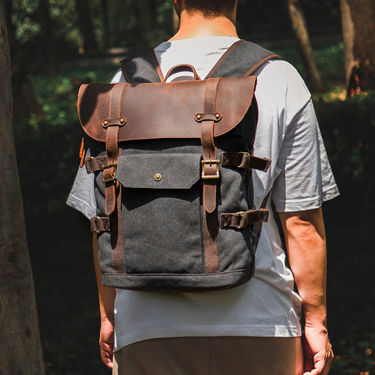 Canvas Backpack Men's 15.6 Computer Bag - Woosir