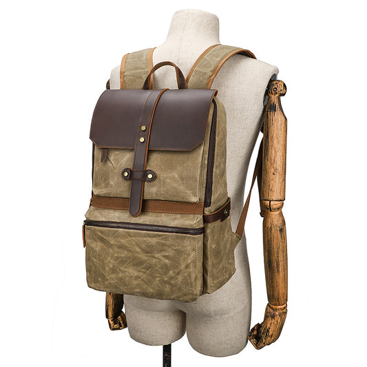Waxed Canvas Backpack Waterproof Travel - Woosir