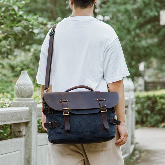 Vintage Canvas Shoulder Bag Men Messenger Bag - Woosir