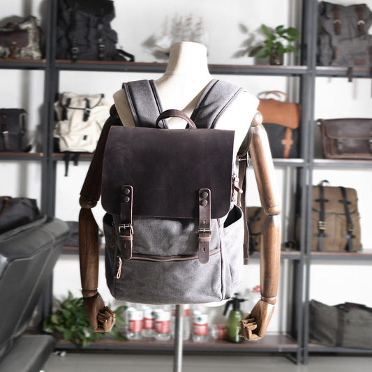 Vintage Casual Canvas Laptop Backpack - Woosir