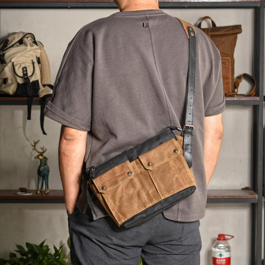 Vintage Wax Canvas Messenger Bag Colorblock - Woosir
