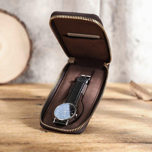 Woosir Leather Watch Case with Zipper for Single Watch - Woosir