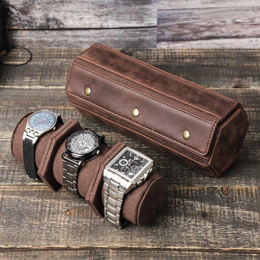 Woosir Leather Hexagon Watch Roll Case for 3 Watches - Woosir