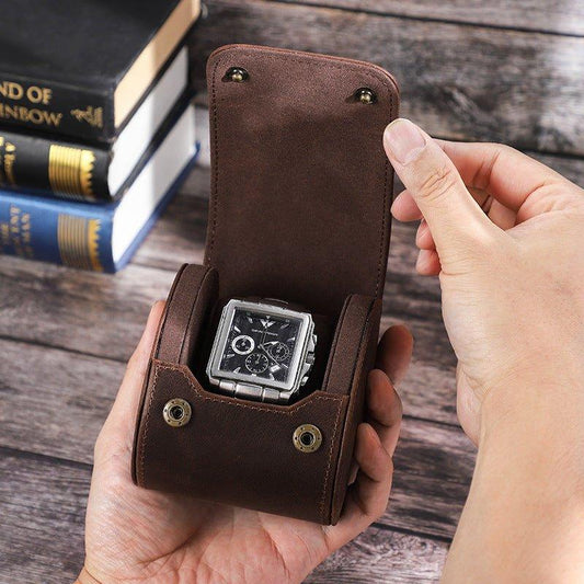 Woosir Vintage Leather Single Watch Roll Case for Men - Woosir