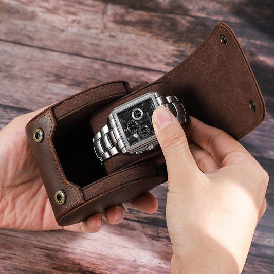 Woosir Vintage Leather Single Watch Roll Case for Men - Woosir