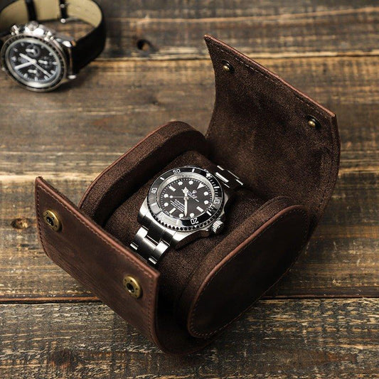 Woosir Leather Single Watch Roll Case for Men - Woosir