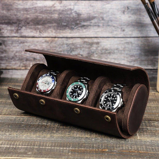 Woosir Leather Watch Roll Case for Men for 3 Watches - Woosir