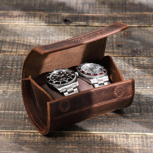 Woosir Fashion Leather Watch Roll Case for 2 Watches - Woosir