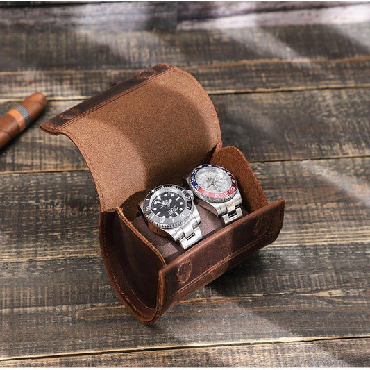 Woosir Fashion Leather Watch Roll Case for 2 Watches - Woosir