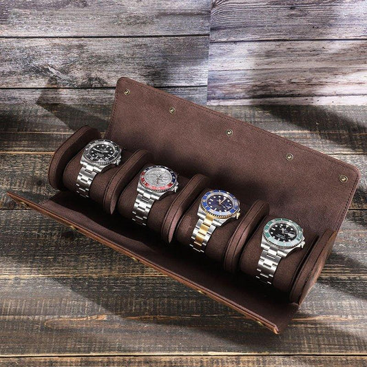 Woosir Leather Watch Roll Case for 4 Watches - Woosir