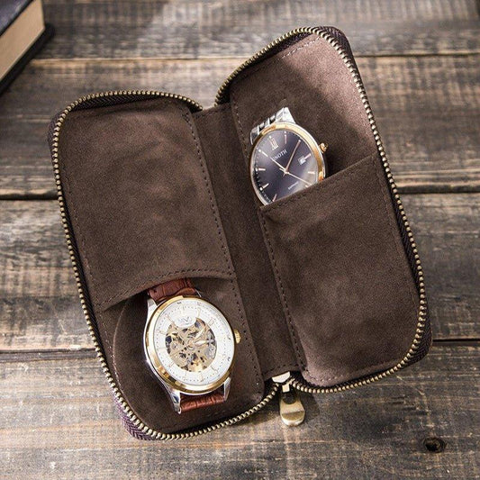 Woosir Leather Watch Zipper Case for Men - Woosir