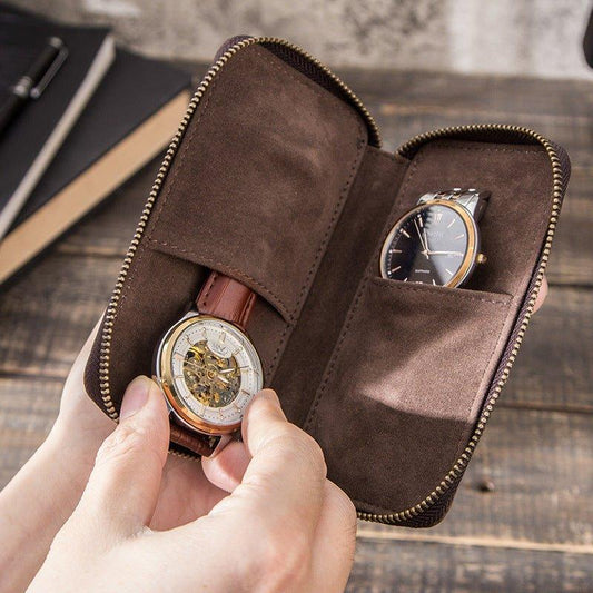 Woosir Leather Watch Zipper Case for Men - Woosir