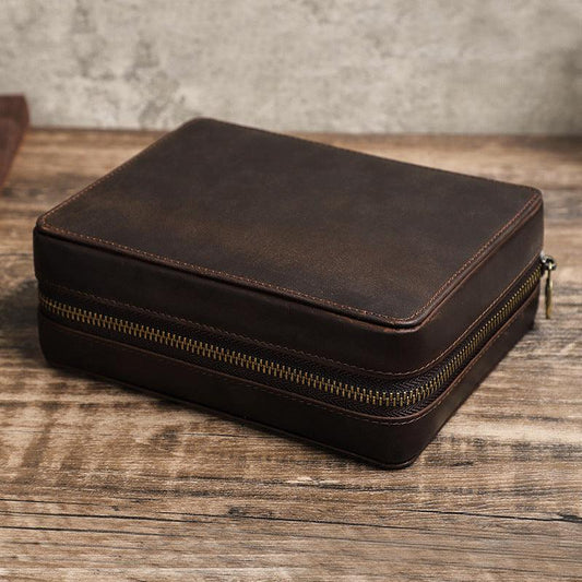 Woosir Multifunctional Leather Watch Travel Case for 4 - Woosir