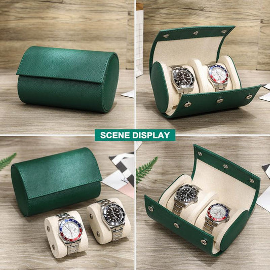 Woosir Trend Leather Watch Roll Case for 2 Watches - Woosir